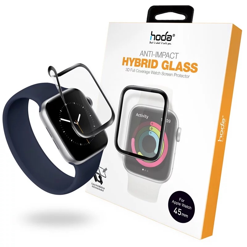 hoda【Apple Watch Series 7 45mm/41mm】3D類玻璃螢幕保護貼(附貼膜神器)