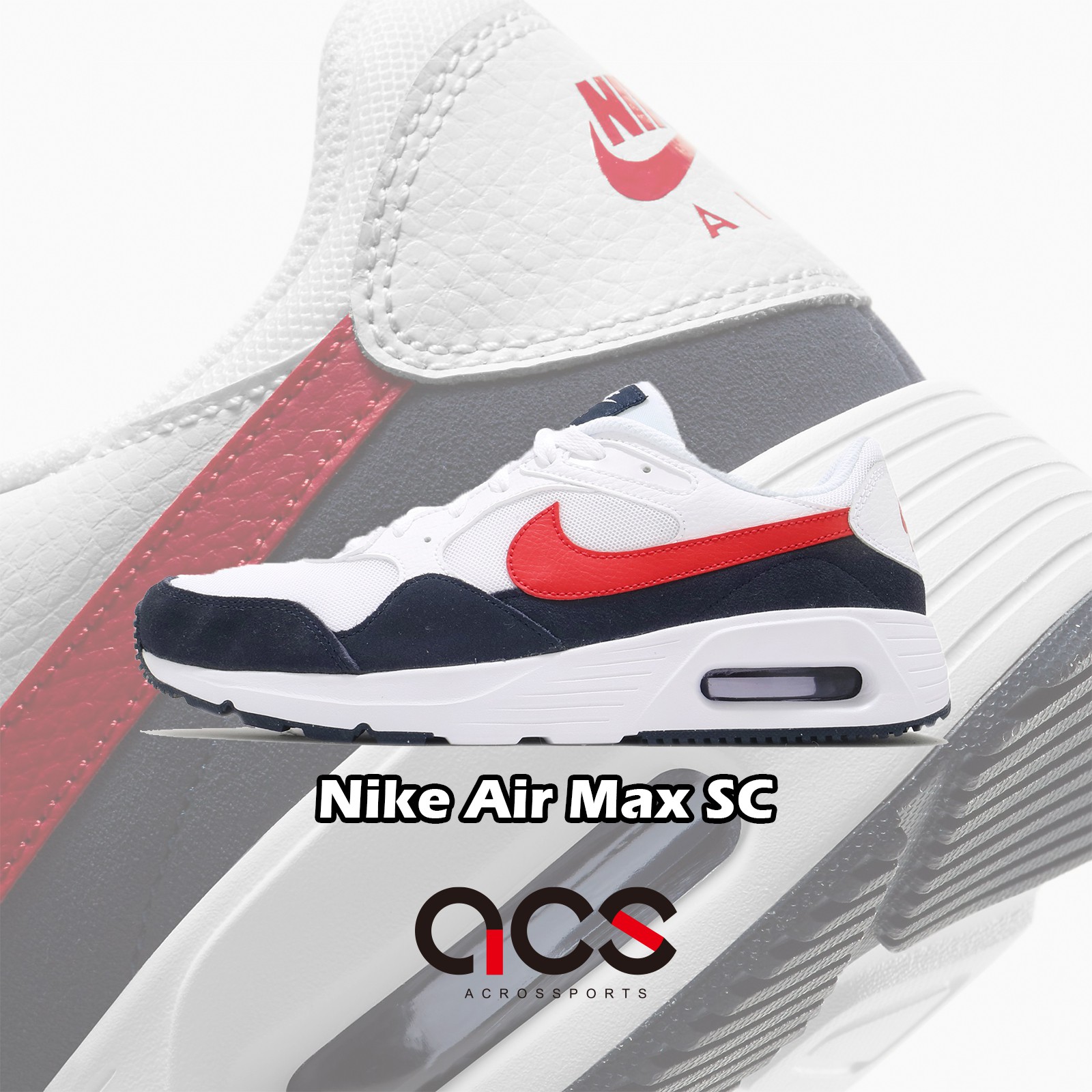 Nike 休閒鞋 Air Max SC 白 黑 紅 氣墊 基本款 避震 運動鞋 男鞋 【ACS】 CW4555-103