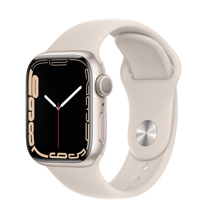 Apple Watch S7 GPS 41,45mm/星光色鋁金屬錶殼/星光色運動型錶帶 廠商直送