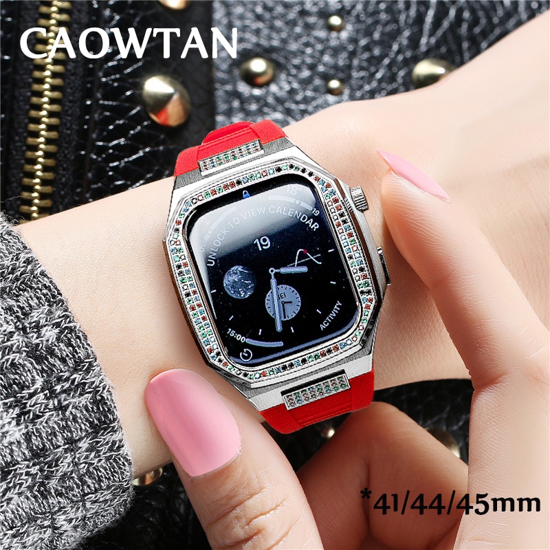 適用於 Apple Watch Band Series 6 se 5 4 44mm 矽膠錶帶和 iwatch 7 41m