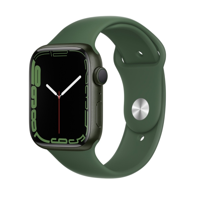 Apple Watch S7 GPS 41,45mm/綠色鋁金屬錶殼/三葉草色運動型錶帶 MKN03TA MKN73TA