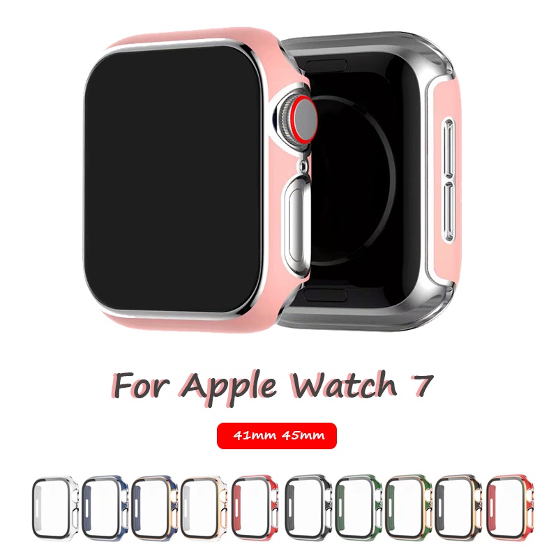 Apple Watch 7 41mm 45mm 的 Pc 外殼, 帶 iwatch series 7 保險槓的屏幕保護膜