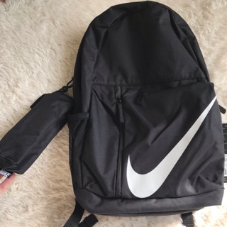 nike black large swoosh logo backpack