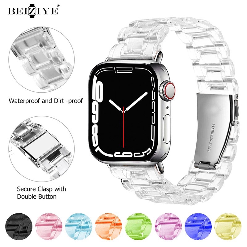 冰川手錶帶 S7-1代透明樹脂果凍錶帶適用於蘋果手錶錶帶 Apple Watch 7/6/5/4/3/SE 錶帶