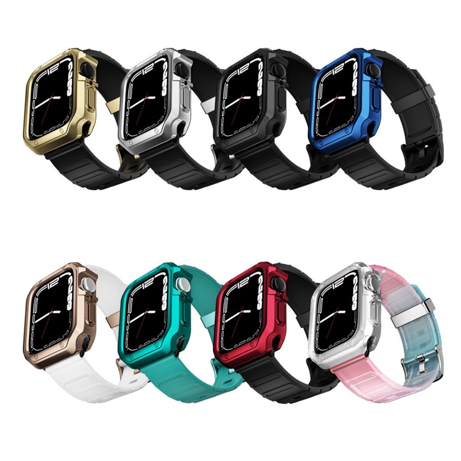 【錶帶＋防摔框】金屬質感錶框 Apple Watch 7 SE 2 3 4 5 6 錶帶 保護框 41/40/42/45