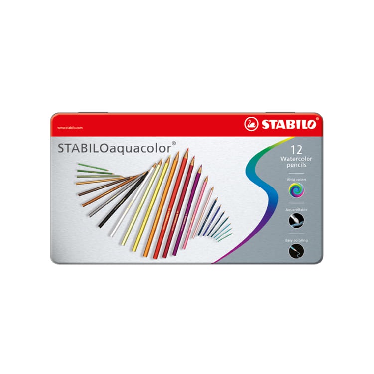 【STABILO思筆樂】 aquacolor水彩樂色鉛筆 (鐵盒) 水溶性 暈染疊色層次感  手繪著色 創作