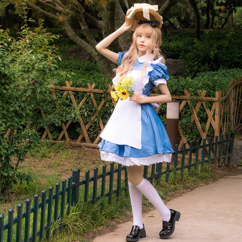 愛麗絲cos服Lolita可愛洋裝愛麗絲夢游仙境公主裙 日系洛麗塔女仆