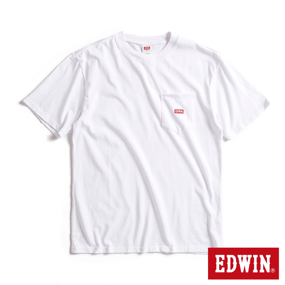 EDWIN BOX繡花口袋短袖T恤(白色)-男款