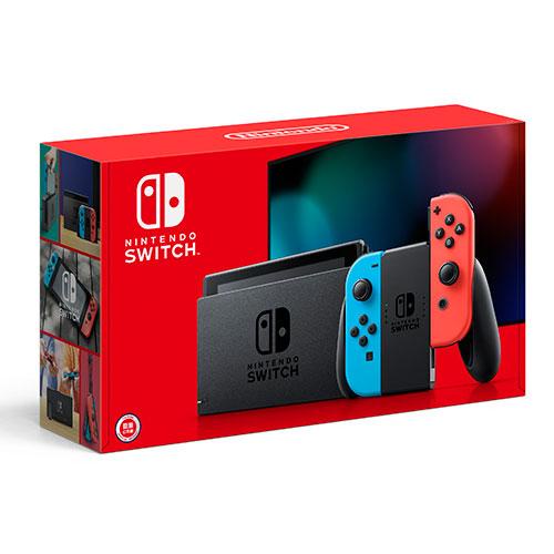 Nintendo Switch電力加強版主機-紅藍手把+螢幕保護貼【愛買】