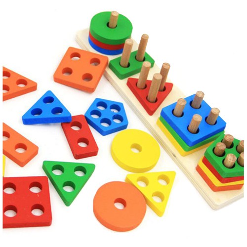兒童木製積木幾何圖形板玩具 形狀配對