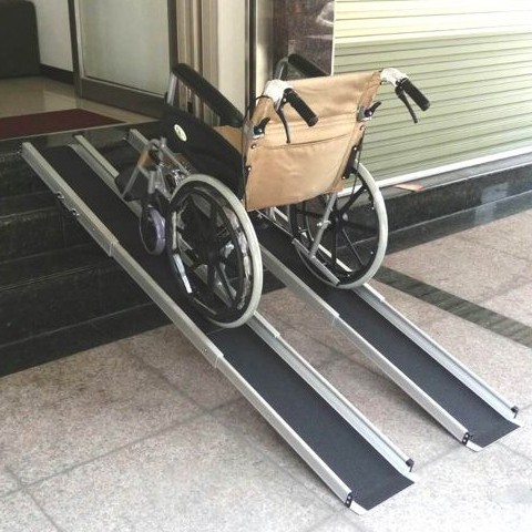 斜坡板/鋁輪椅梯--輪椅-電動輪椅爬梯專用斜坡板210CM (台灣製造)