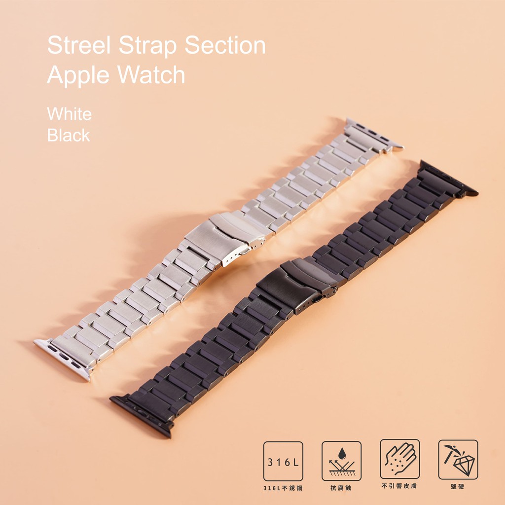 【完全計時】錶帶館｜Apple watch通用錶帶 三排 不銹鋼 切面鋼帶 蘋果錶帶 S8 S7 S6 SE 5 4