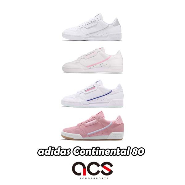 adidas 休閒鞋 Continental 80 白 藍 粉紅 任選 女鞋 麂皮 復古 小白鞋 愛迪達 【ACS】