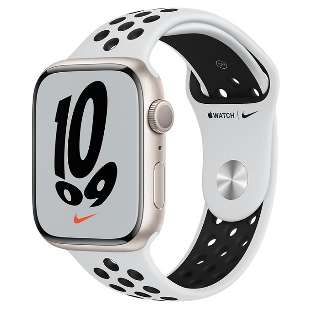 Apple Watch Nike S7 GPS ，45mm 星光金鋁金屬錶殼搭 Nike運動型錶帶 _ 台灣公司貨 +贈