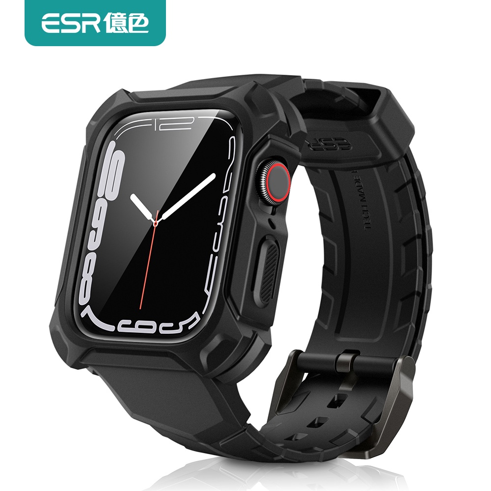 ESR億色 Apple Watch Series 7/6/SE/5/4 鎧盾系列錶帶保護殼- 45 / 44mm 暗夜黑