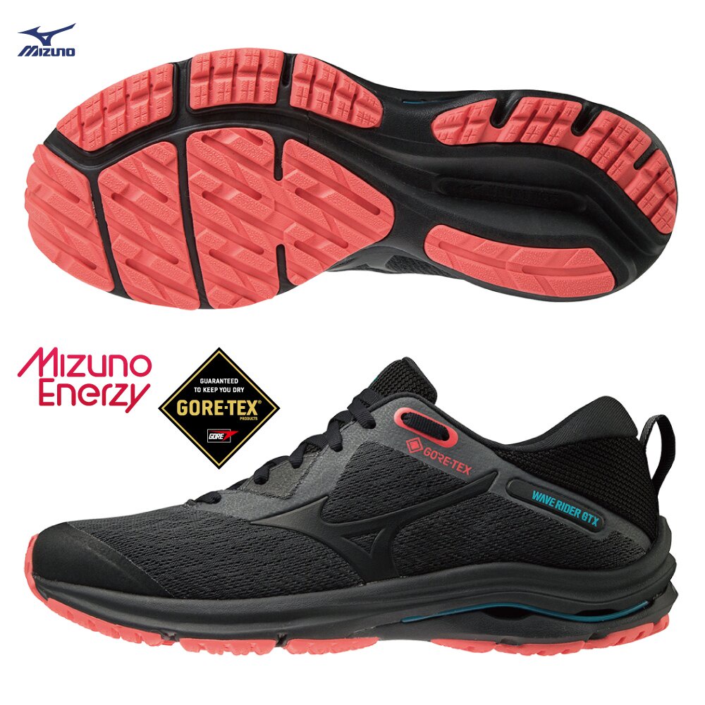 【MIZUNO】女  一般型越野慢跑鞋 WAVE RIDER GTX - 207909 - 黑柑