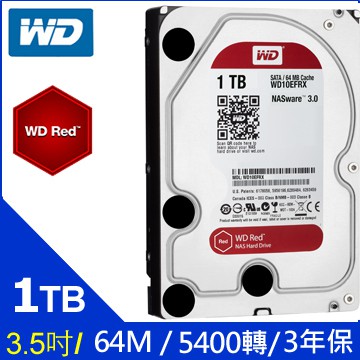 WD【紅標】1TB 3.5吋 NAS硬碟(WD10EFRX) 【NAS的最佳夥伴】