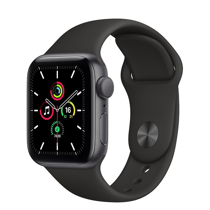 Apple Watch SE GPS 40mm/44mm太空灰色鋁金屬錶殼/黑色運動錶帶 MKQ13TA MKQ63TA