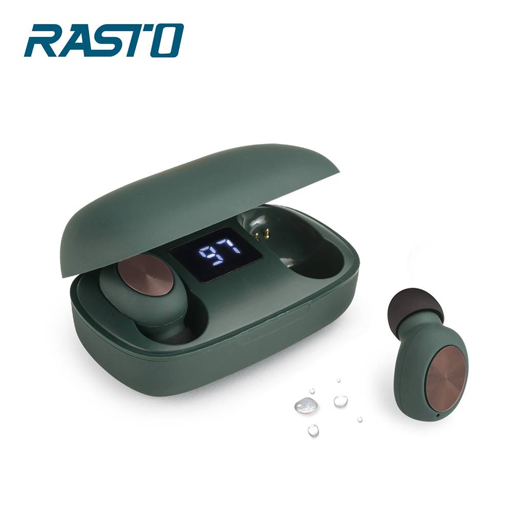 RASTO RS18 真無線電量顯示藍牙5.0耳機-綠