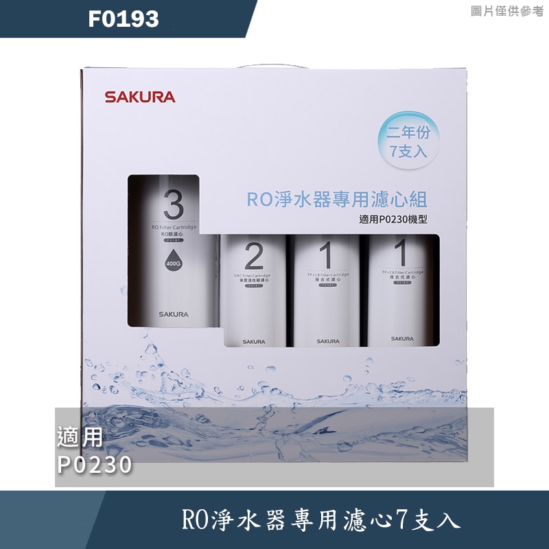 櫻花【F0193】RO淨水器專用濾心7支入(二年份)適用P0230(無安裝)