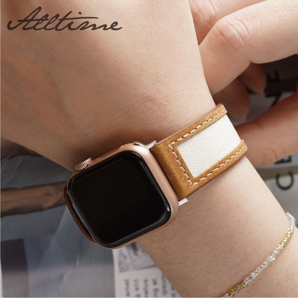 【完全計時】錶帶館｜雅典娜拚色帆布 Apple watch通用錶帶 蘋果錶帶 S8 S7 S6 SE 5 4 Ultra