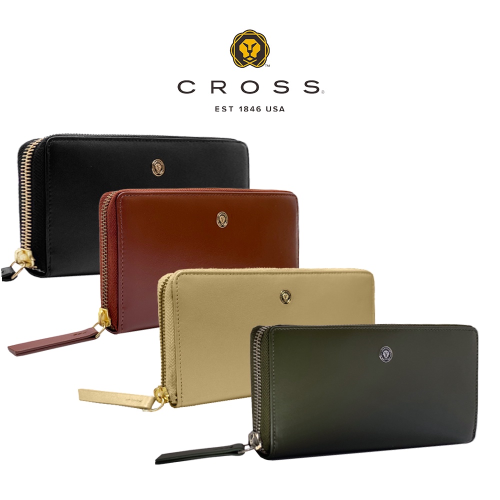 【CROSS】 頂級小牛皮維納斯系列拉鍊長皮夾 全新專櫃展示品【限量1.5折】禮盒包裝附品牌提袋